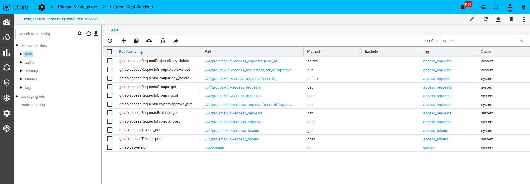 ATOM Workflow Discovered APIs