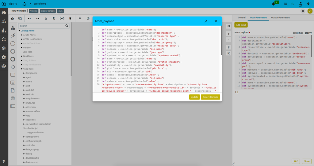 ATOM workflow Pre-built low-code libraries